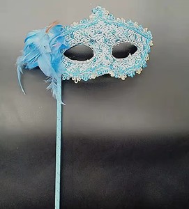 Masque vénitien en dentelle avec bâton, plume <span class=keywords><strong>de</strong></span> <span class=keywords><strong>Venise</strong></span>, fleur, mariage, <span class=keywords><strong>carnaval</strong></span>, fête, costume <span class=keywords><strong>de</strong></span> scène, masque <span class=keywords><strong>de</strong></span> mode pour femme, mascarade - Product Image 5