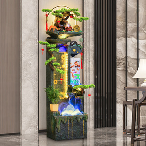 Aquarium à eau circulante de style chinois avec décoration de rocaille rétroéclairée pour la maison, le bureau ou comme cadeau - Product Image 4