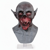 Masque d'Halloween en latex monstre d'horreur, tête complète, zombie effrayant, goblin, vampire, avec yeux sanglants, dents pointues, cou et poitrine, pour fête