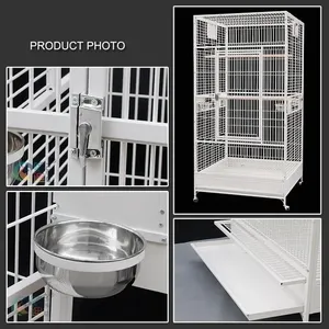 Ekstra Büyük Çevre Dostu Dört Mevsim Beyaz Kuş Kafesi, Evcil Kuşlar İçin Demirli - OEM/Petsloyal Üretici - Product Image 6