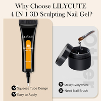 LILYCUTE Gel de Escultura 3D Transparente de 15ml, Gel para Uñas con Textura de Pudín, Gel Tallado 4D en Tubo, No Tóxico, Gel para Dibujar y Moldear