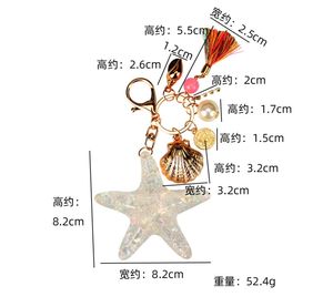 Creativo estilo europeo borlas llavero dibujos animados estrella de mar resina colgantes acrílico plástico coche llave accesorios bolsa colgantes - Product Image 6