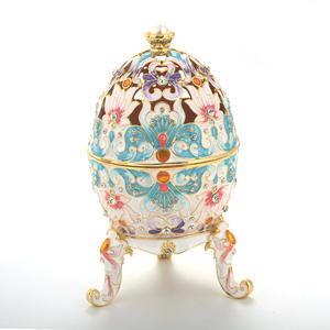 Huevo Fabergé Clásico Pintado a Mano al por Mayor, Estilo Vintage, con Esmalte Rico y Brillantes Piedras de Imitación, Joyero - Product Image 5