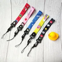 Kartun lucu ramah lingkungan poliester Digital pencetakan Transfer panas telepon Lanyard Hook disesuaikan Logo versi lebar Universal