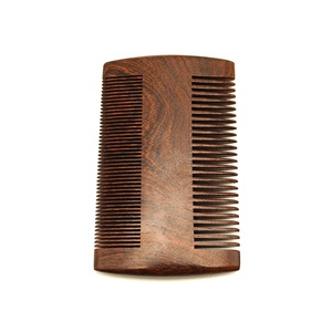 Oro nero di legno di sandalo double-sided largo del dente barba pettine con logo - Product Image 5