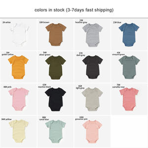 Body de Verano para Bebé de Algodón 100% Orgánico en Oferta, Manga Corta con Broches en la Entrepierna y Mameluco Corto de Color Sólido - Product Image 3