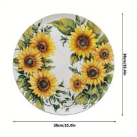 Set de table rond avec motif de fleurs et de coquillages coralliens, aspect lin