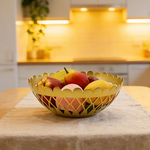 Metal Countertop Fruit <b>Basket</b> Bowl Large Round Decorative Table Centerpiece <b>Stand</b> for Fruit <b>Vegetables</b> Bread Candy Nuts - Product Image 3