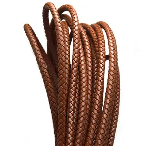 2023 около: 6 мм Круглый Натуральная плетеная кожаная веревка для ожерелья браслет ювелирные изделия DIY аксессуары Шнуры