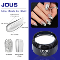 Vernis à ongles gel métallique chromé argenté effet miroir JOUS OEM, super brillant, effet réfléchissant pour la manucure et l'art des ongles, utilisation à domicile et DIY
