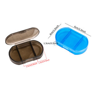 Mini pastillero de viaje personalizado al por mayor, 3 rejillas, compartimento rectangular transparente, pequeño organizador de plástico, caja de almacenamiento - Product Image 2