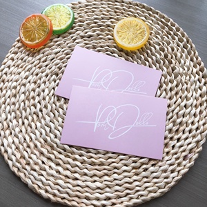 カスタム印刷300gsmコーティング紙マット仕上げピンク色かわいい「ありがとう」カードビジネスプロモーションギフト用 - Product Image 4