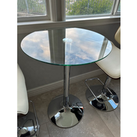 NOVA Home Table haute de bar Table ronde en verre avec base chromée