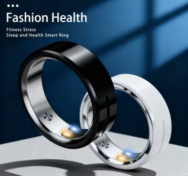 Rechargeable Touchscreen Ceramic Smart Ring Fitness Health Monitoring Sleep Tracking Reminder Alarm AI Voice