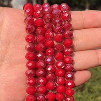 Perles en verre cristal facettées rondes plates AB rouges de 3/4/6/8 mm en gros pour la fabrication de bijoux