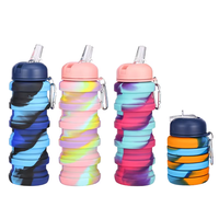 Bouteille d'eau pliable en silicone de qualité alimentaire 500 ml, personnalisable OEM ODM, pour la vente en gros, bouteille de voyage pliable