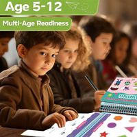 Cahier de Pratique d'Écriture pour Enfants à Couverture Rigide avec Rainures Magiques pour Reliure Thermique - Coffret Cadeau Réutilisable avec Rainures
