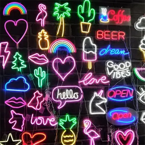 Gratis desain kustom logo harimau dekorasi surat Selamat Ulang Tahun sayap malaikat akrilik LED lampu tanda Neon