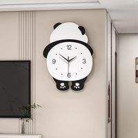Horloge murale LED panda géant moderne et créative silencieuse en MDF à face unique pour la décoration intérieure et le salon