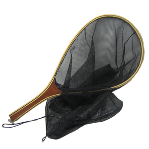 BTI-03G-A08 traditionnel <span class=keywords><strong>truite</strong></span> pêche à la mouche épuisette main filet en <span class=keywords><strong>bois</strong></span> avec filet en Nylon sac rivière lac ruisseau (B01) - Product Image 2