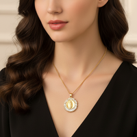 Collier religieux élégant en cuivre et zircon Z H pour femmes, chaîne à maillons plaquée or 14 carats, bijoux minimalistes haut de gamme, cadeau