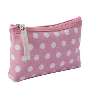 Classic Polka Dot Canvas Zipper Cosmetic Bag <b>for</b> Cards Keys Mobile Phone & <b>Makeup</b> <b>Storage</b> - Product Image 5