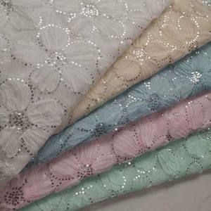 Pasokan Multi Warna penjualan panas bunga matahari bordir payet tulle Tejido de encaje estampado kain renda untuk gaun - Product Image 5