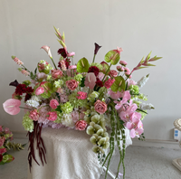 QSLH Composition florale artificielle Anthurium et Boule de Calla Lily, rose et verte, pour décoration d'événements et de fêtes
