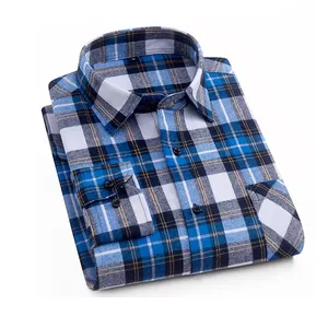 OEM/ODM 2024 Fashion Design Camisas Hombre Manga Larga Custom Wholesale Long Sleeve Mens Plaid Flannel Shirt