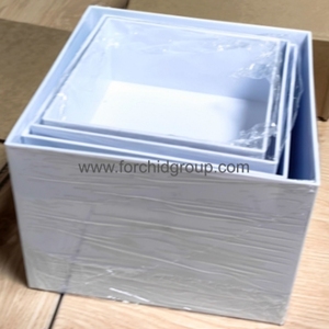 Moderne witte acryl opstapelbare vierkante voedselverhogers buffettafel <span class=keywords><strong>display</strong></span> voetstuk doos catering <span class=keywords><strong>dessert</strong></span> voedselstandaard voor - Product Image 2