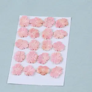 천연 해수 진주 23mm 핑크 꽃 조각 쉘 진주 보석 만들기