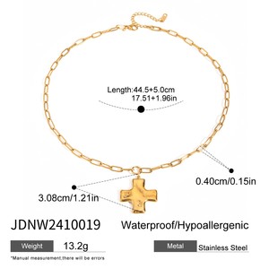 High Quality Gold Plated Stainless Steel <b>Cross</b> Necklace for Women Summer Trendy Style Waterproof Link <b>Chain</b> Zircon Pendant - Product Image 3