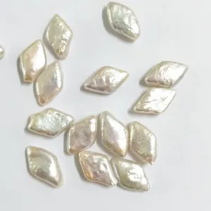 14x9mm Natural Freshwater Baroque Pearl Loose Diamond Shape Pearl In Strand