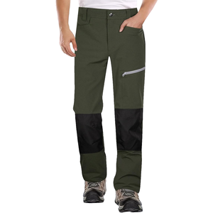 Pantalon cargo de travail pour homme, vert, extensible, écologique, respirant, taille mi-haute, avec fermeture éclair - Product Image 1