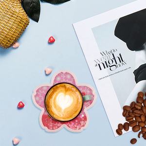 A forma di Sakura acrilico personalizzato giappone orientale fiori di ciliegio fiore floreale liquido Glitter sottobicchiere tappetino con cappotto in Silicone - Product Image 3