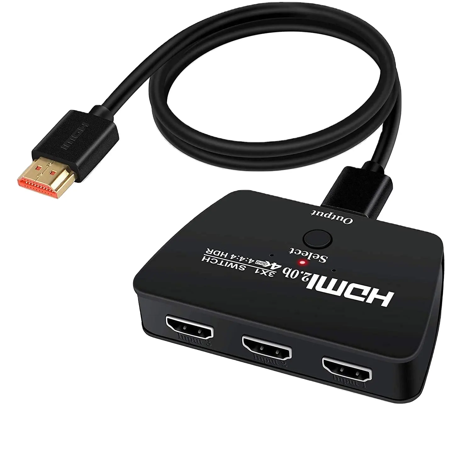 3-Port HDMI Switcher Selector 3 in 1 Out 4K@60Hz HDMI Switch Supports 4K 3D HDCP2.2 HDMI2.0 HDR for Fire Stick 4K HDTV PS4 Game