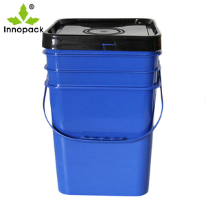 Cubo cuadrado de plástico blanco con tapa, grado alimenticio, estilo americano, 20L - Product Image 3