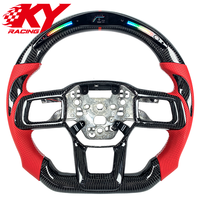 Volante deportivo personalizado de fibra de carbono con cuero rojo y LED RPM para Ford Mustang S650 GT500 350 Shelby 2024-2026
