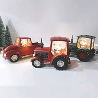 Akzeptable Anpassung Timer para navidad Red Truck Drive von Santa Spinning Christmas Snow Globe Lantern mit silbernem Glitzer