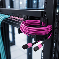 Cordon de brassage MPO multimode OM4, polarité type A, polarité type B, LSZH, à faible perte, en fibre optique