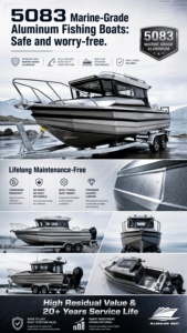 Barca da Pesca in Alluminio Rinforzato per Acque Profonde con Struttura Anti-Onda, Facile da Manovrare per la Pesca in <span class=keywords><strong>Mare</strong></span> Aperto - Product Image 6