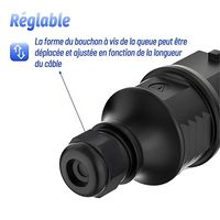 2 prises Schuko noires mâles 250V 16A, norme européenne, pour alimentation électrique