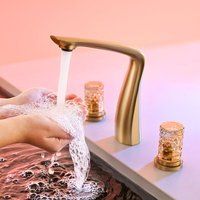 Robinet de lavabo moderne en cuivre, style rétro col de cygne, trois trous, double poignée, mitigeur chaud/froid pour salle de bain et chambre à coucher