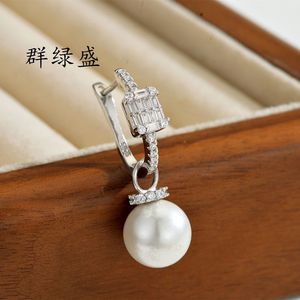 Qunlvsheng S925 <b>Silver</b> <b>Clip</b>-On Earrings With Pearl And Diamond Studs For Women Korean Style Light Luxury Everyday Wear - Product Image 1