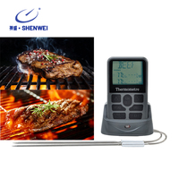 SW termometer memasak daging Digital tipe ponsel klasik, dengan pemeriksaan makanan ganda panjang dan dasar untuk pemanggang BBQ