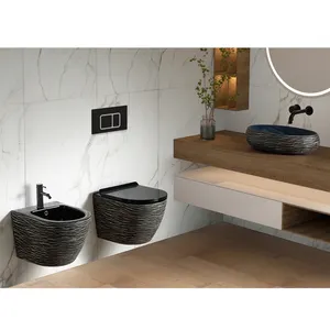 Гарантированное качество уникальные ванная комната керамическая плитка для стен, туалетной бумаги черный Туалет стены построить по доступной цене