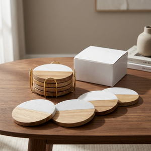 Juego de Posavasos Redondos de Madera Modernos con Diseño Antideslizante de 10 mm de Grosor, Estilo Rústico Ecológico para Manteles y Protectores de Mesa - Product Image 3
