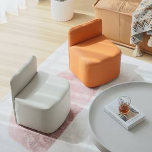 Taburete Moderno en Forma de Cubo con Respaldo, en Naranja, Beige, Gris Mica, Marrón Mocha, Azul Zafiro, para Sala de Estar, Sillón Otomano - Product Image 2