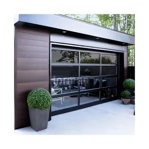 Porta de garagem com som de vidro, quadro de liga de alumínio para porta da garagem
