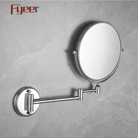Espejo Redondo de Pared con Aumento para Baño, Moderno, de Acero Inoxidable, Marca Fyeer